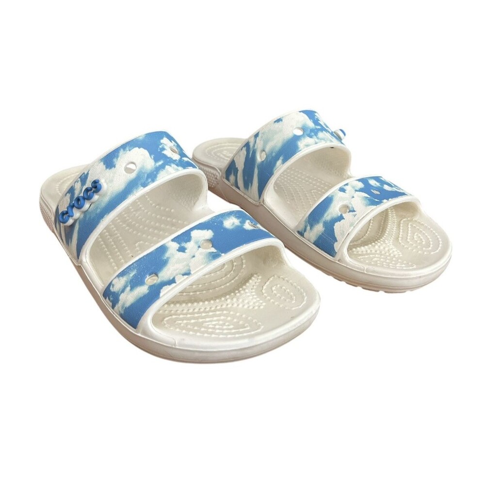 Crocs Two Strap Iconic Comfort Sandals Blue White Cloud Unisex Men’s 6 Women’s 8